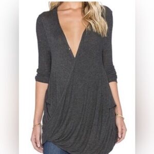 We The Free Anthropologie Loose Charcoal Gray Sweater